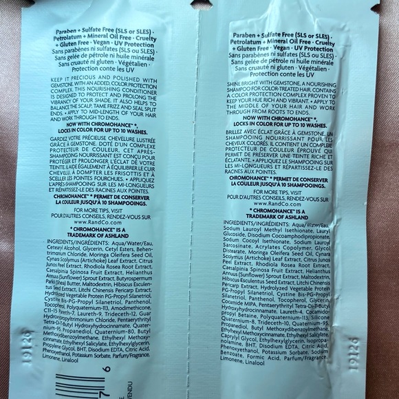 7/$33 or 9/$50 R+Co Gemstone Color Shampoo and Color Conditioner Samples - Picture 2 of 2